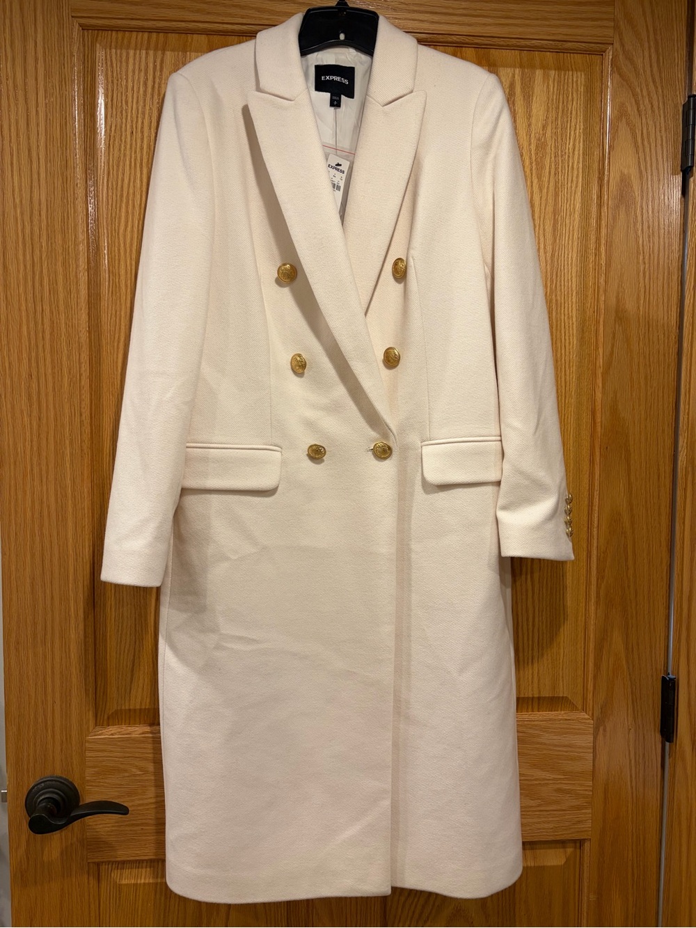 NEW Express small women’s ivory double breasted peacoat